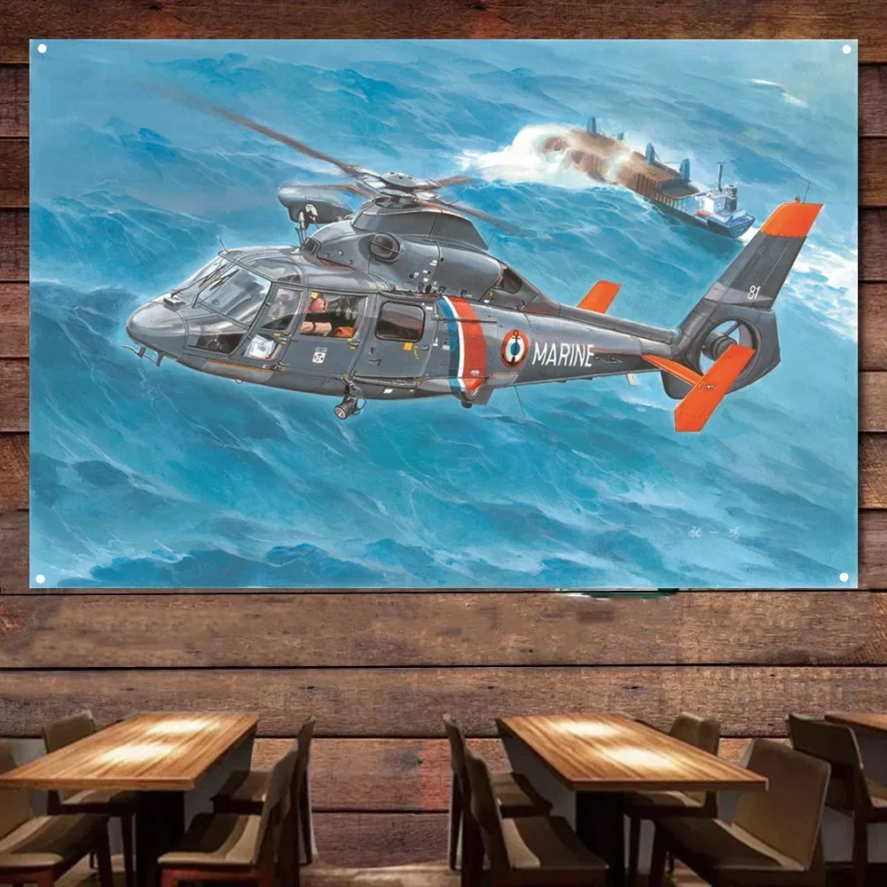 SA 365N Dauphin Attack Вертолет Плакат Настенный Флаг ВВС Баннер Холст Картина Гобелен Для