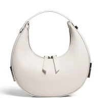 niche design half moon cowhide underarm bag mini handbag fresh and sweet solid color three dimensional bag