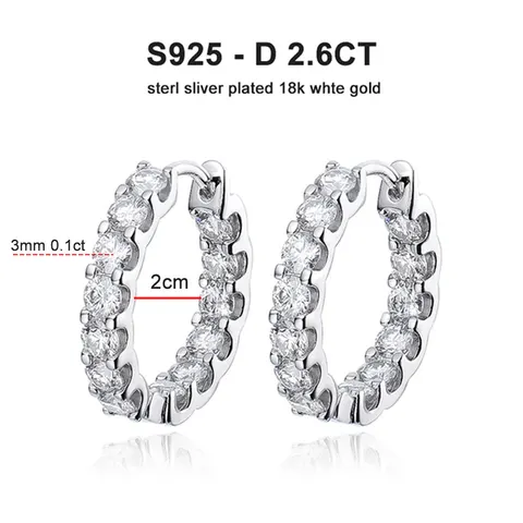 KNOBSPIN D VVS Все серьги с муассанитом, стерлинговое серебро 925 пробы, белое золото 18 карат с свадебными бриллиантами GRA, серьги-кольца для женщин