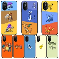 pokemon pixel style clear phone case for huawei honor 20 10 9 8a 7 5t x pro lite 5g black etui coque hoesjes comic fash design