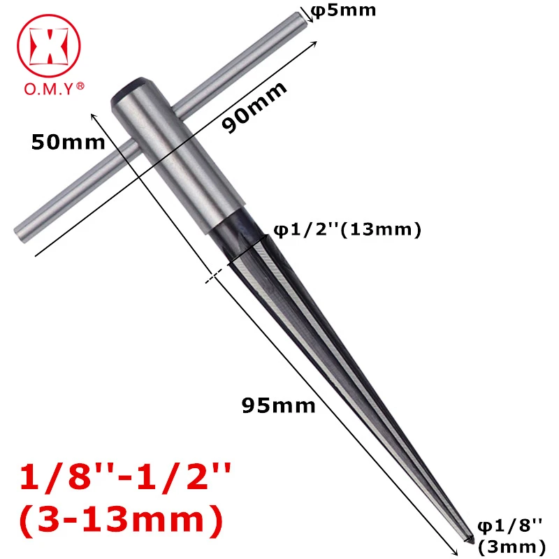 

3-13mm Bridge Pin Hole Hand Held Reamer T Handle Tapered 6 Fluted Chamfer Bit Reaming Woodworker Core Drill Cutting Tool