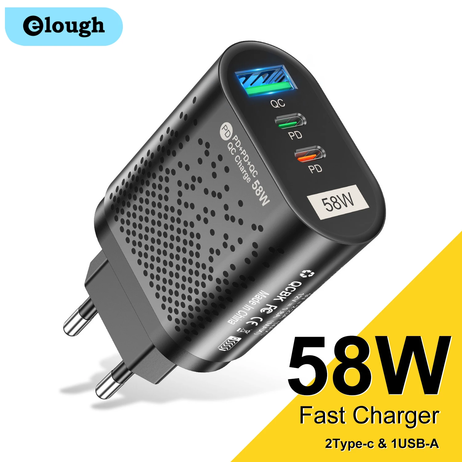 

Зарядное устройство Usb с Европейской/американской/Южной/британской вилкой, 58 Вт, адаптер для быстрой зарядки QC3.0, Тип C, зарядные устройства ...