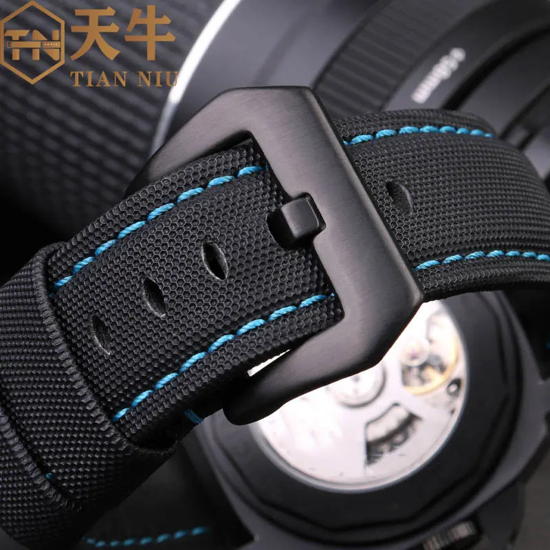 Ремешок нейлоновый кожаный для Panerai PAM01661 441 111 PAM01118/01661 мужской 22 мм 24 26