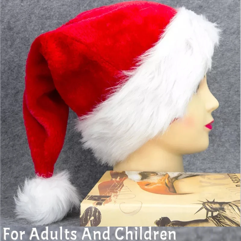 

Зимняя Рождественская шапка из плюша для взрослых и детей, рождественские украшения для дома, рождественские подарки Санта Клауса, шапки с декором Navidad 2022, новый год