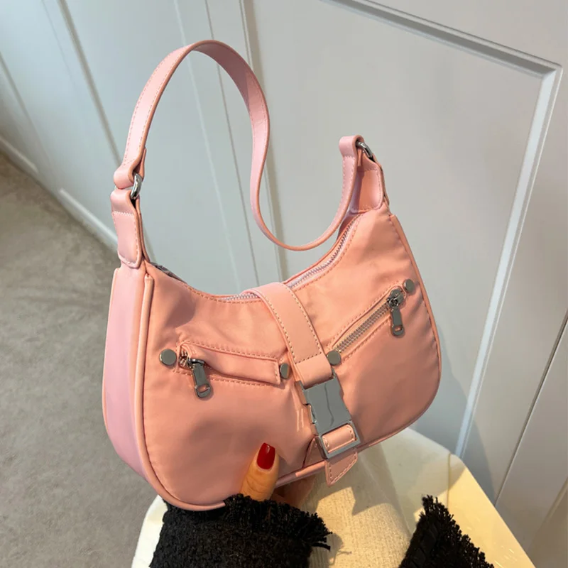 

Модная женская маленькая сумка через плечо, дизайнерский саквояж в стиле Полумесяца для подмышек, высококлассный нейлоновый миниатюрный ч...