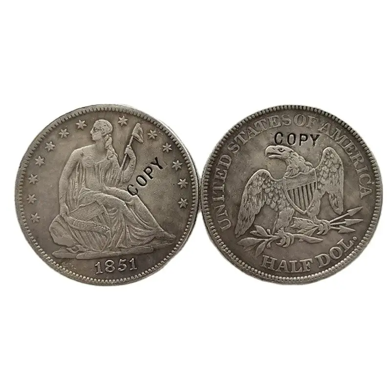 США 1851-P сидя Свобода Половина доллара Монета КОПИЯ памятные монеты-копия монеты искусственная медаль