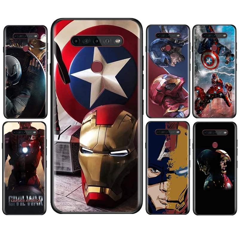 

Captain America and Iron Man For LG K92 K42 K22 K71 K61 K51S K41S K30 K20 Q60 V60 V50 S V40 V30 G8S G8 X Black Phone Case