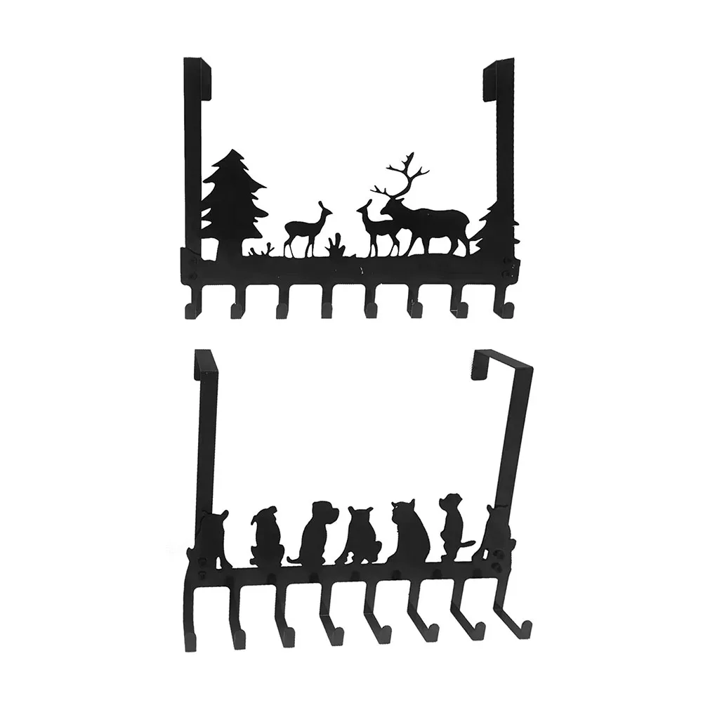 

Metal Key Holder w/ 8 Hooks Hook Up Vintage Deer Wall Mounted Adhesive Hanger Storage Organizer Clothes Hat Towel Rack Decor