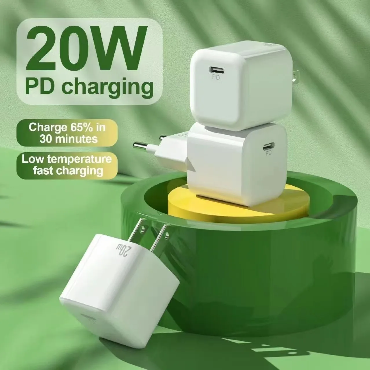 

BECKII Small Ice Cubes USB Type C Charger 20W PD Fast Charger for iPhone 13 12 Quick Charge 3.0 Phone Charger for Xiaomi Huawei
