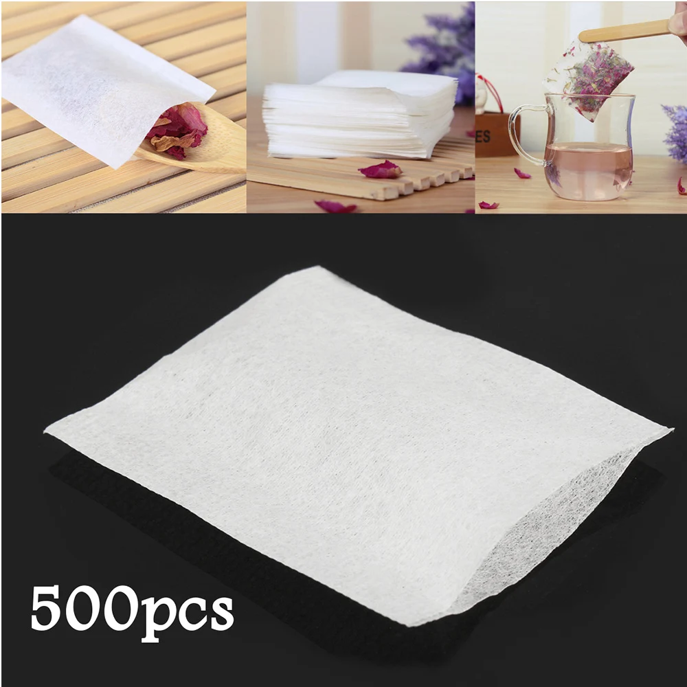 

500pcs 50X60mm Disposable Drawstring Teabags Empty Tea Bags For Tea Bag Food Grade Non-woven Fabric Paper Coffee Filters Teaware