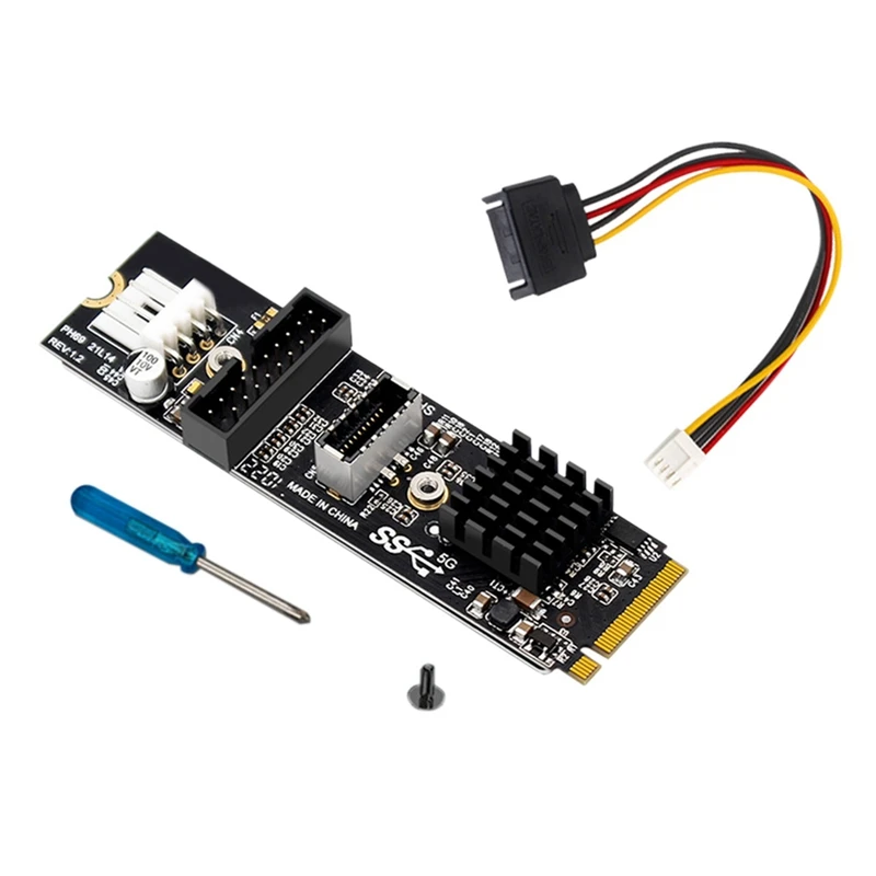 

M.2 Pcie To USB3.0 Type-E & C+19 / 20P Interface Expansion Card M.2 Mkey To Pcie Adapter 5Gbps Adapter Card VL805