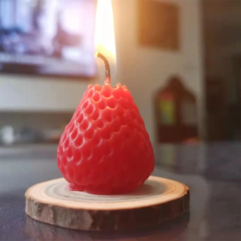 

Strawberry Candle Cake Decorative Ornaments Birthday Party Plug-in Christmas Simulation Strawberry Candle Dessert Table
