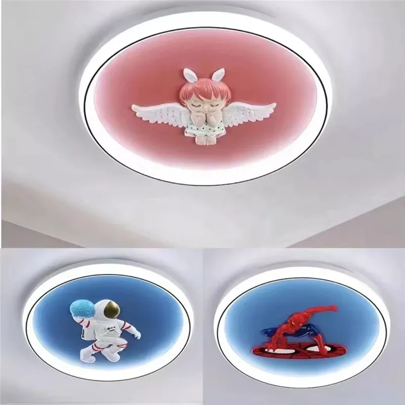 

Children's Room Decor Astronaut Ceiling Lamp Modern Cartoon Pink Angel Round Spaceman Bedroom Lamps Astronaut LED Lights