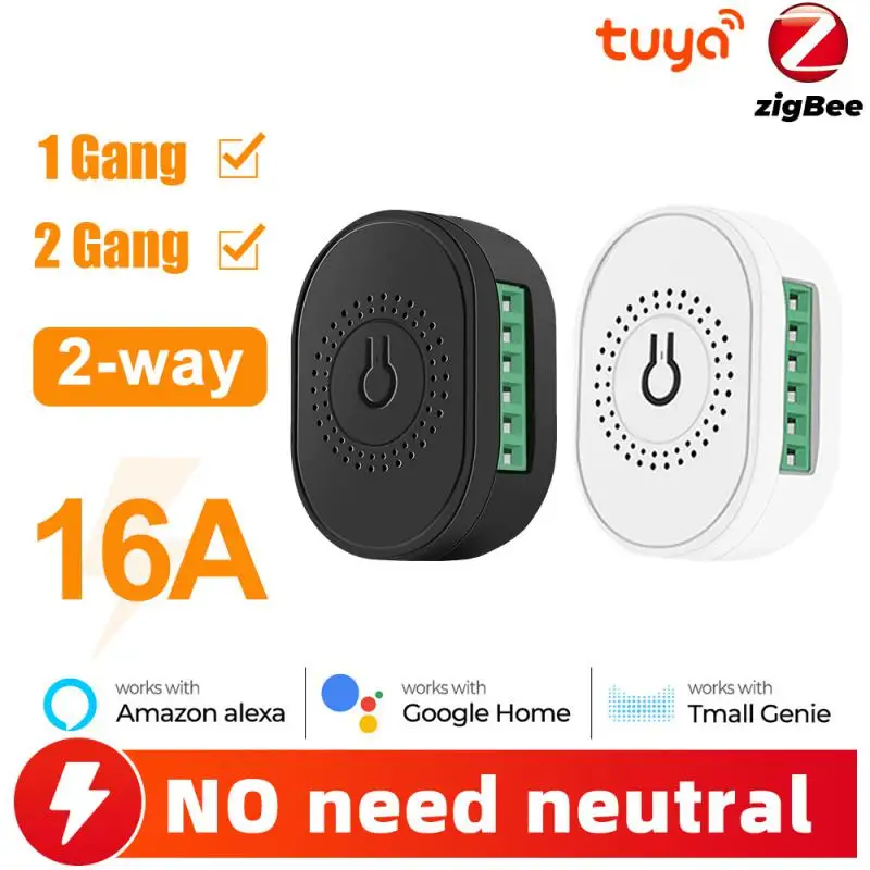 

16A Mini Zigbee Smart Switch Support Neutral Wire And No Neutral Wire Tuya Smart Life APP Control Works With Alexa Google Home