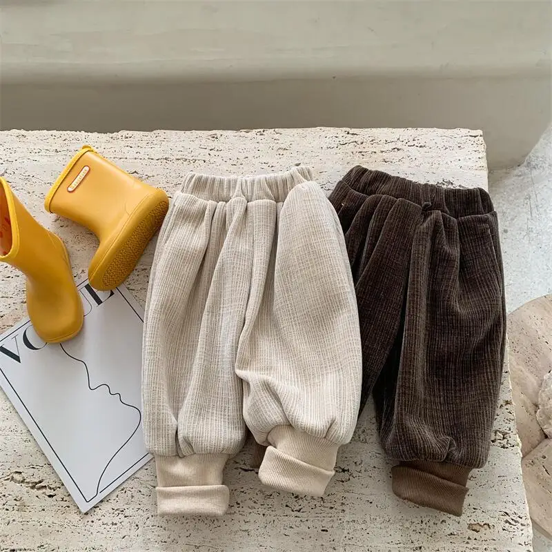 

MILANCEL New Autumn Kids Trousers Children Chunky Hicking Soft Pants Boys Bundle Feet Trousers