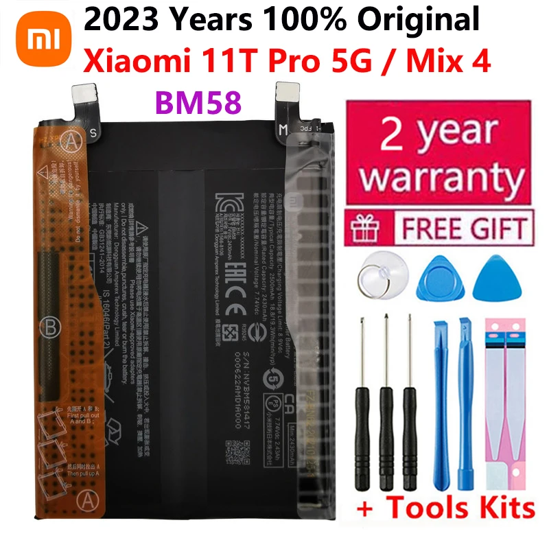 

100% Оригинальный Xiaomi 11T Pro 5G Mix 4 Mix4 перезаряжаемая батарея BM58 сотовый телефон Встроенный литий-ионный аккумулятор 5000 мАч запасные батареи