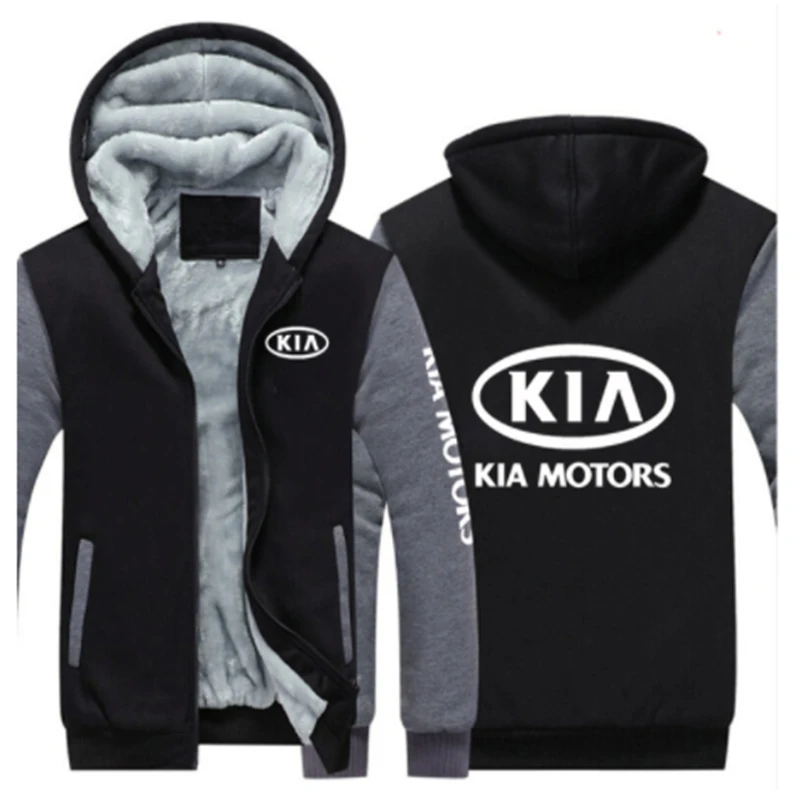 

Kia Motors Windbreak Outwear Coat Warm Hoodie Man Thick Solid color Sleeve Causal Winter Jacket Hoody Men Hooded Clothes