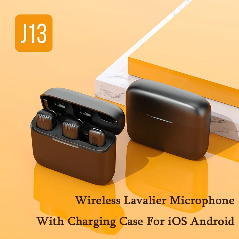 

Wireless Lapel Microphone Lavalier Mic Noise Reduction with Charging Box Live Interview Mobile Phone Recording for iPhone Type C