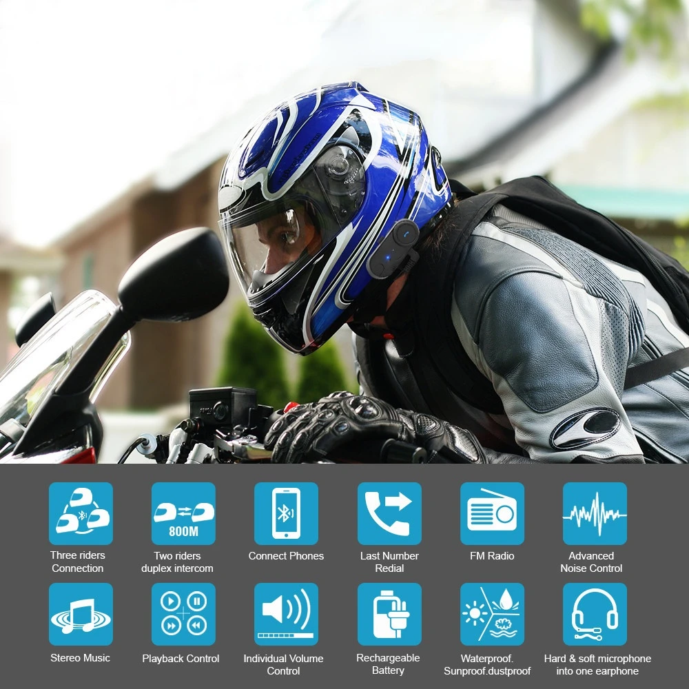 

Bluetooth-гарнитура для мотоциклетного шлема, водостойкая