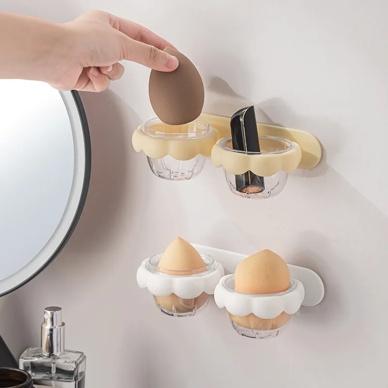 

Wall-mounted Beauty Egg Storage Rack Bottom Hollow Ventilation Mildew-proof Cosmetics Storage Box Egg Powder Puff Dryer Rack