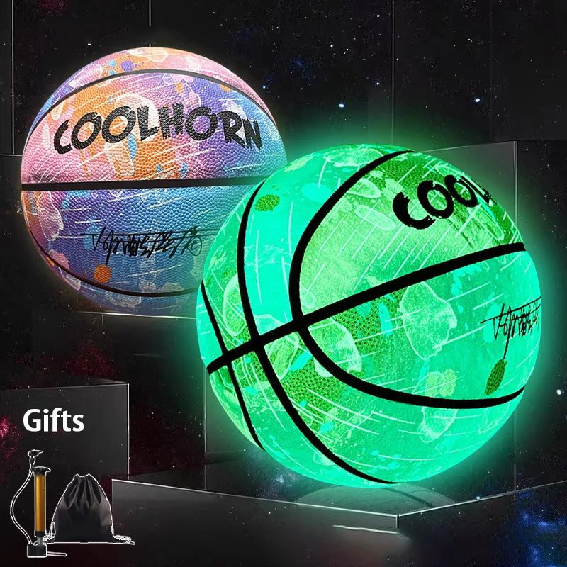 Reflective Glow Basketball Size 5 6 7 Outdoor Street Cool Balls Glowing Luminous Basketballs Child Youth Adults Balls Free Gift