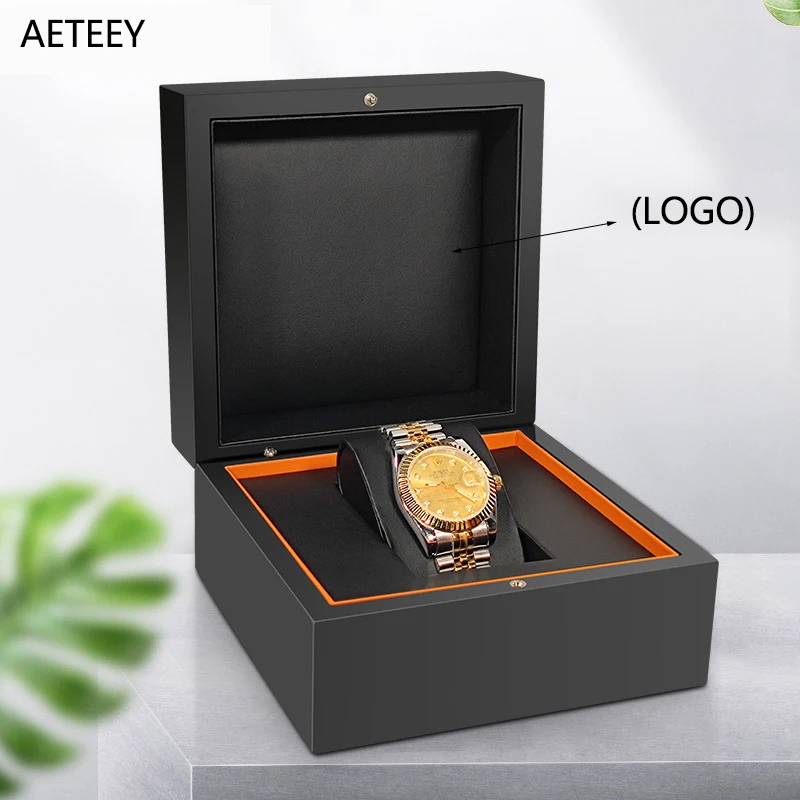 Деревянная коробка для часов с лазерной гравировкой и логотипом на заказ черная