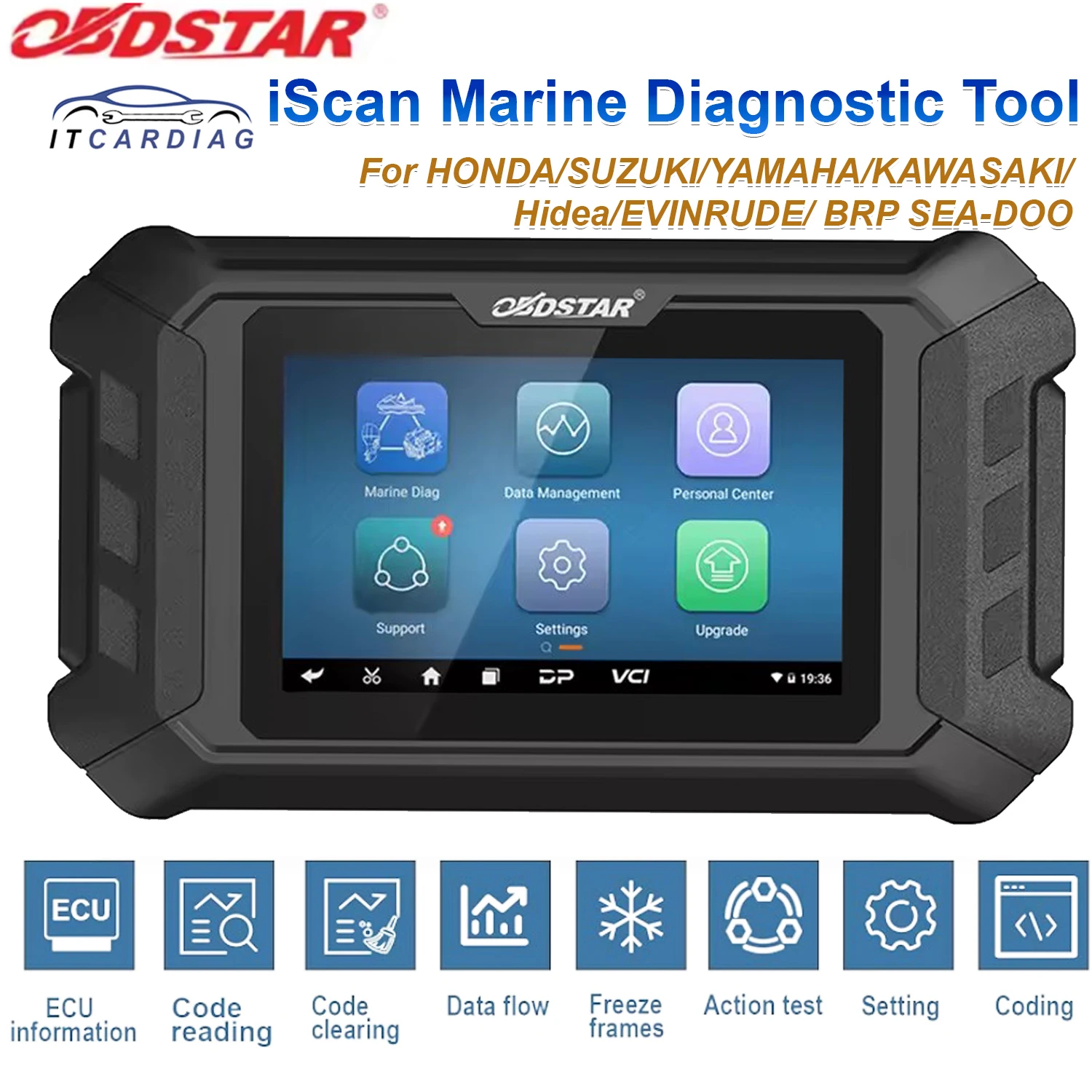 Фото Диагностический сканер OBDSTAR iScan Marine для YAMAHA/SUZUKI/KAWASAKI/HONDA/Hidea/PARSUN/EVINRUDE/BRP SEA-DOO №1