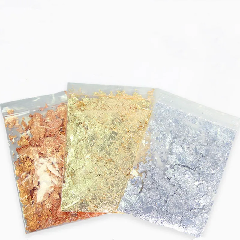 2 г пищевая Золотая фольга хлопья шабина 24 К золото серебро искусственные