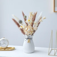 mixed pampas grass star anise whisk lotus rabbit tail gallier natural dried flowers bouquet light luxury room decoration