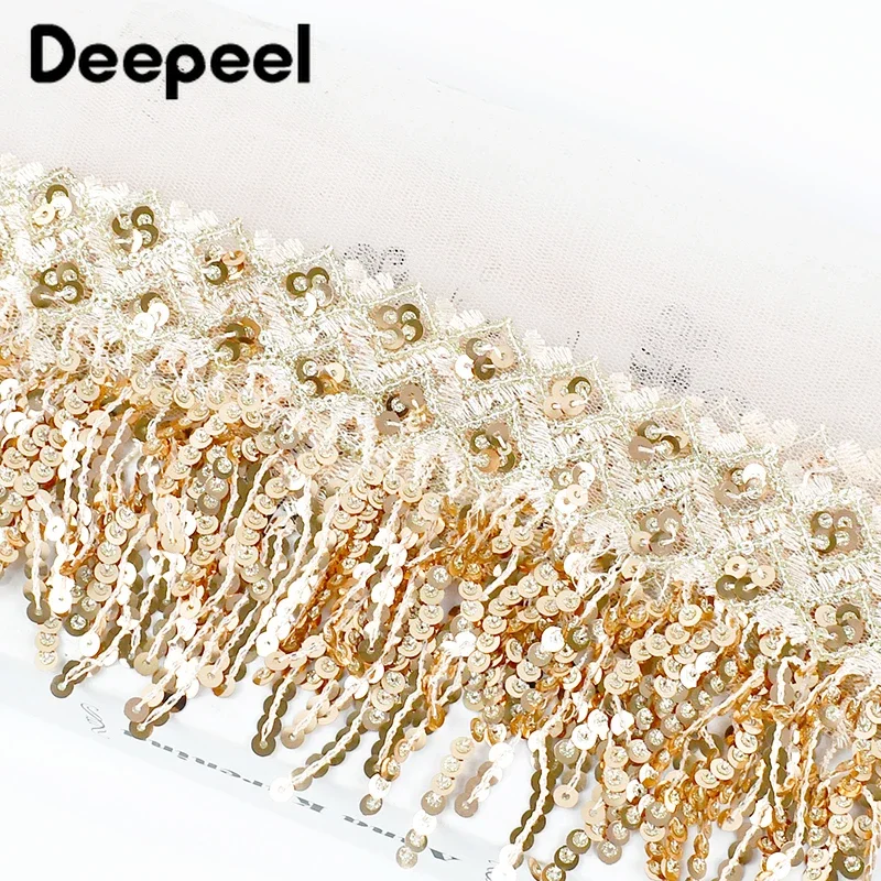 2/5/10 ярдов 7 см блестки кисточка кружевная отделка вышитая сетчатая лента для