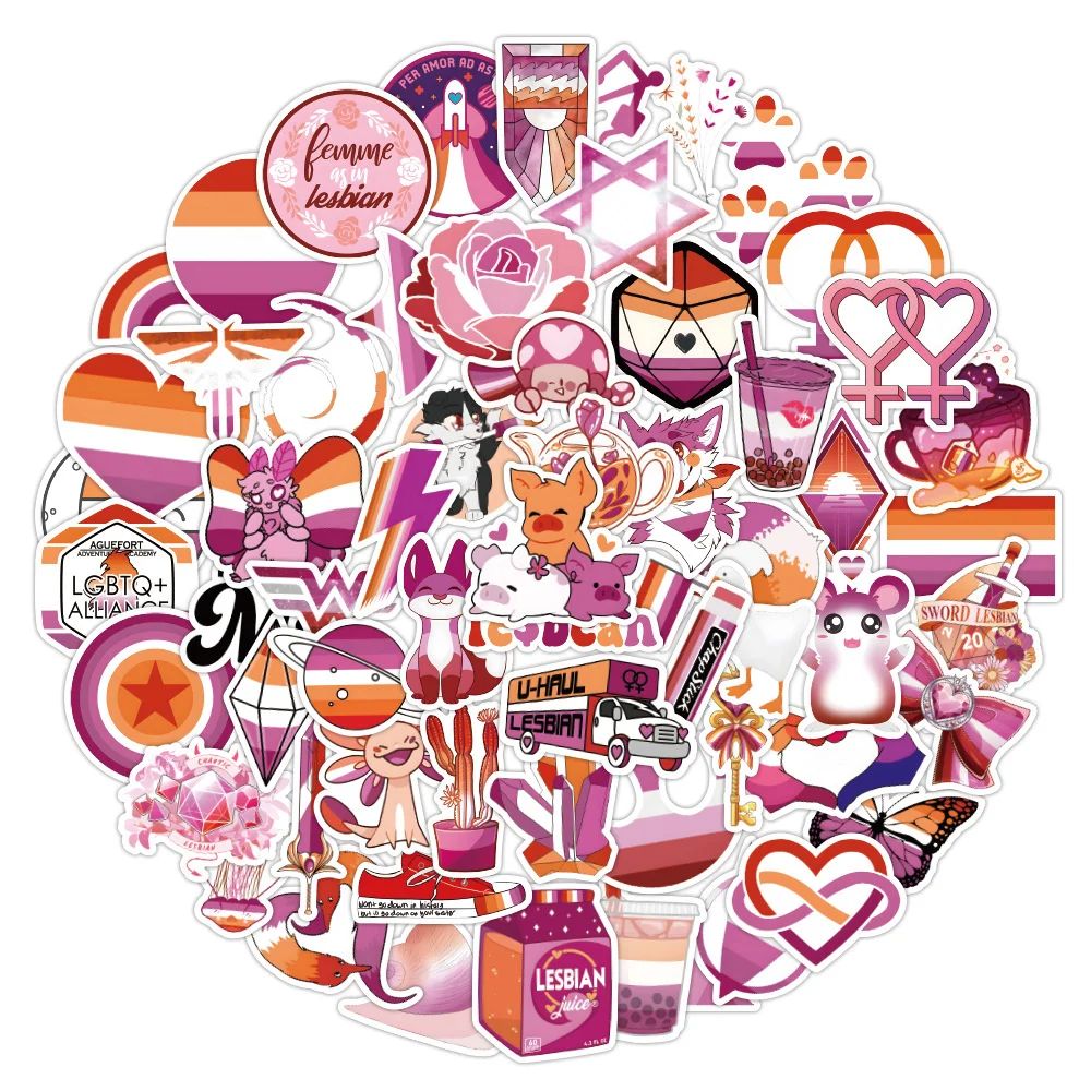 

10/30/50PCS Lesbian Graffiti Waterproof Sticker Cartoon Creative Trend Decorative Decal Refrigerator Skateboard Helmet Wholesale