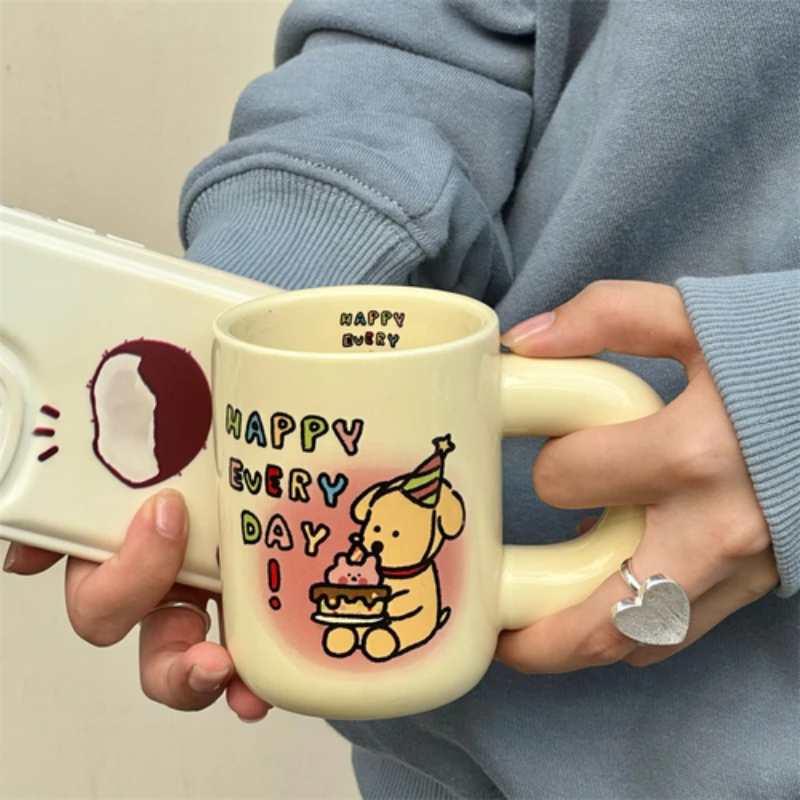 

300ml Korean Birthday Gift Cute Dog Ceramic Cups Milk Cups Home Breakfast Cups Coffee Cups Lovers Exquisite Breakfast Cups.