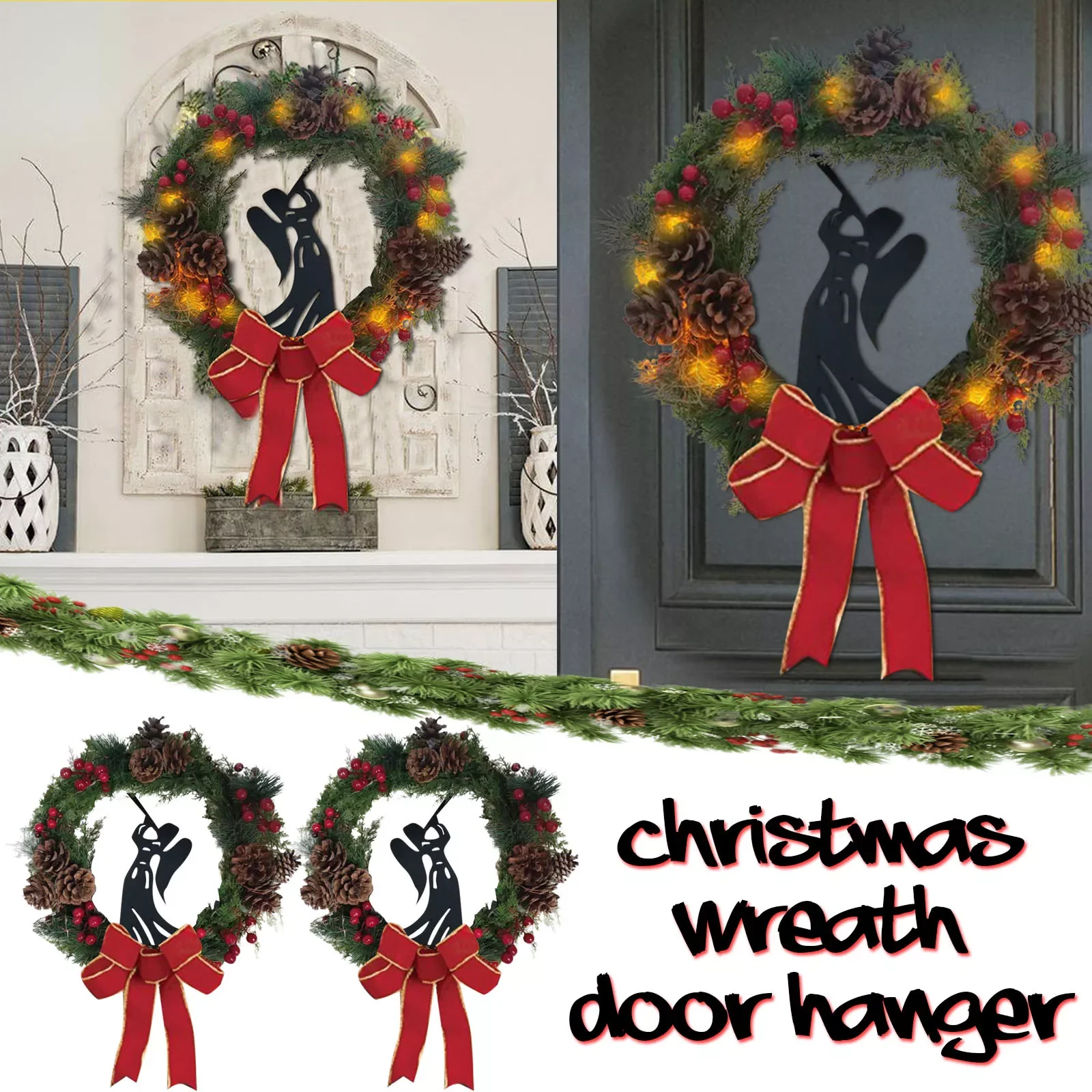 

Nativity Scene Christmas Wreath Sparkles Joseph Mary Wreath For Front Door Outdoor Indoor Wall Window Pendant
