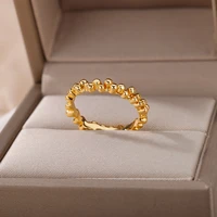 stainless steel gold color geometric bead rings for women silver color ball finger ring fashion party jewelry bague femme 2022