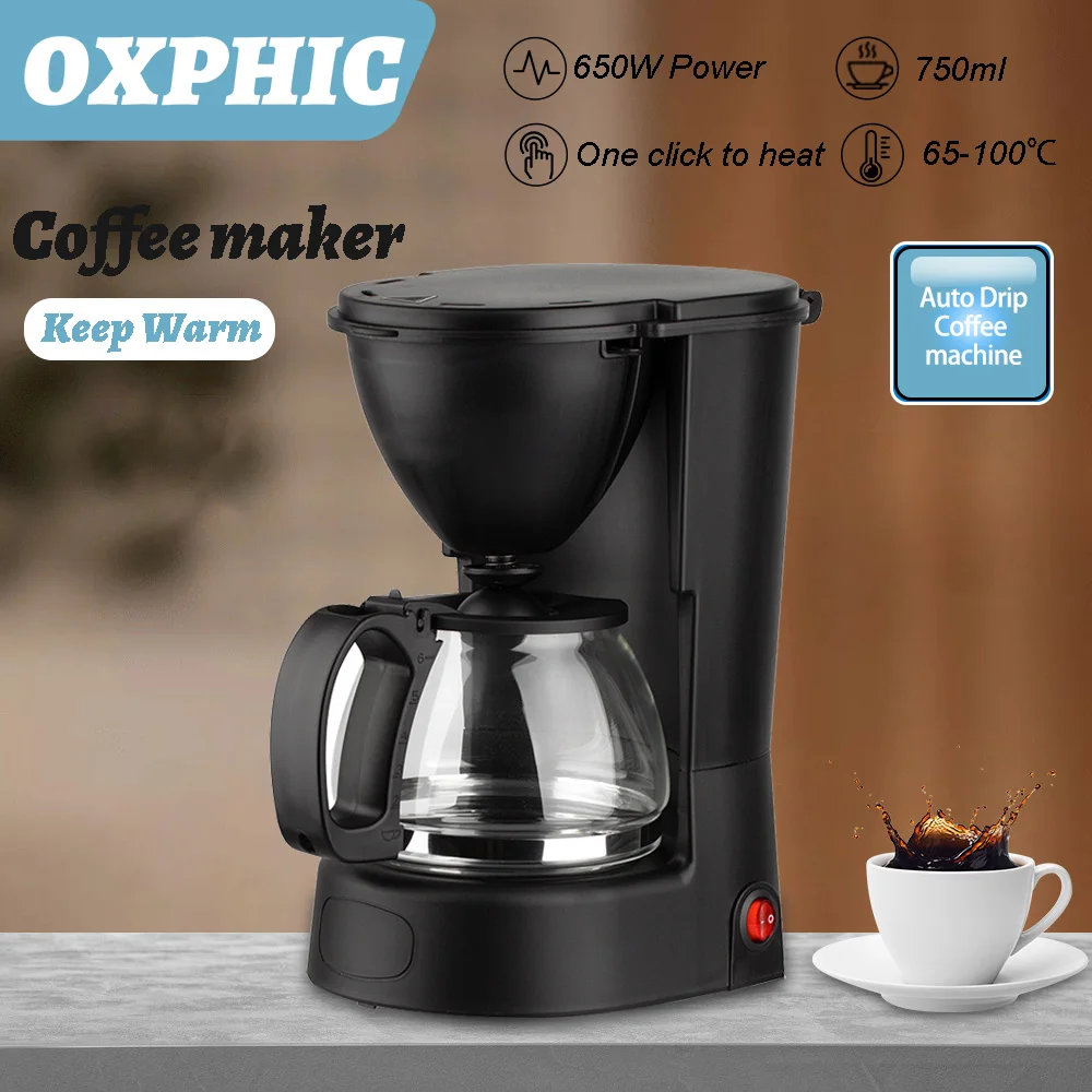 

OXPHIC Electric coffee maker machine 750ML for 4-5 cups espresso coffee machine Drip Coffee Brewer Automatic 650W Keep Warm