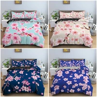 beautiful floral cherry duvet cover 3d flowers trees print bedding set bedclothes with pillowcase king twin bedroom decor 23pcs