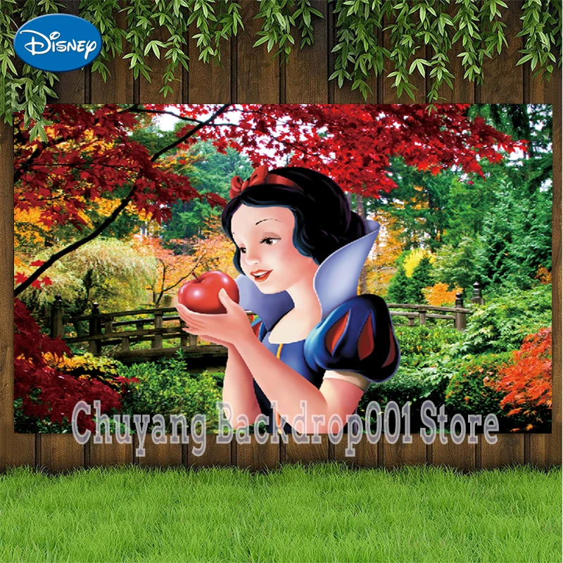 Disney Princess Snow White Party Photo Background Colorful Kids Favor Wallpaper Birthday Party Decoration Baby Shower Backdrop