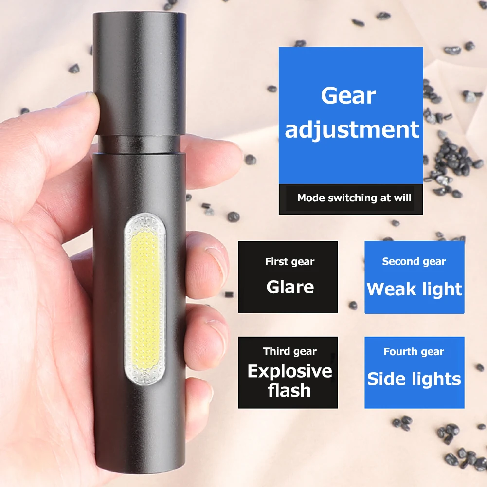 

LED Mini Flashlight Aluminum Outdoor Household USB Rechargeable Torch Lantern Ultra-Bright Long-range Flashlight Hand Lamp