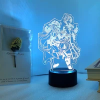 new 3d led genshin impact hu tao xiao night light anime figure desk 16 colors lamp for kid room party decor child birthday gift