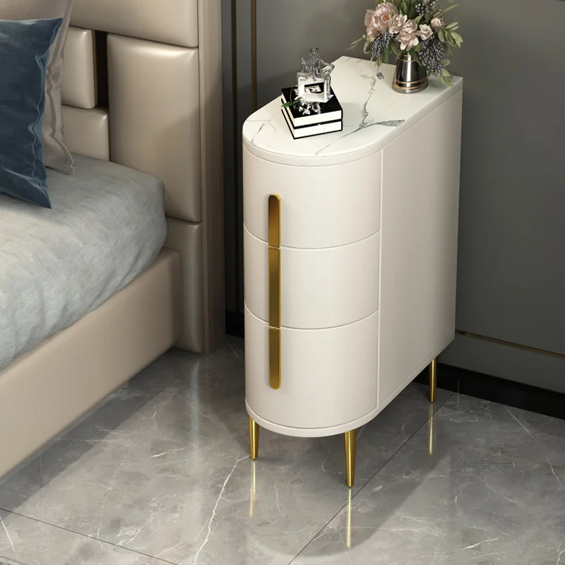 

Nordic Solid Wood Drawer Bedside Table Nightstand Slate Tabletop Ultra Narrow Bedroom Mesita De Noche Furniture WK