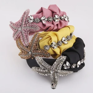 New Starfish Rhinestone Abric Headbands Fashion Hair Accessories for Women Personality Dance Party Travel Headband Wholesale Hot