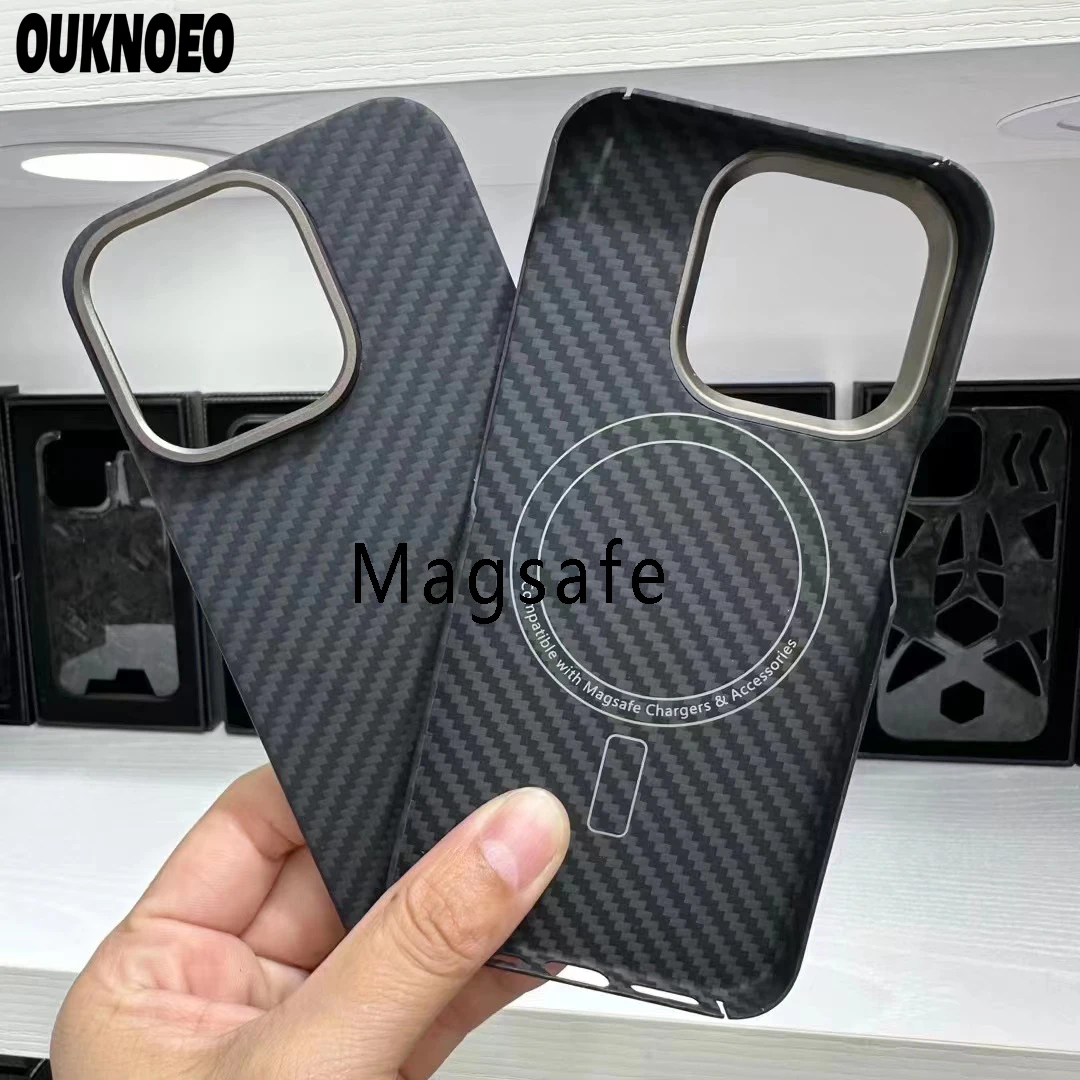 

Magsafe Real Carbon Fiber Phone Case For 14 Pro Max Magnetic Ultra-Thin Fiber Wireless Charging For iPhone 14 Plus Protect Cover