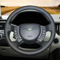 customized suede alcanta black genuine leather car steering wheel cover wrap for land rover range rover 2003 2012