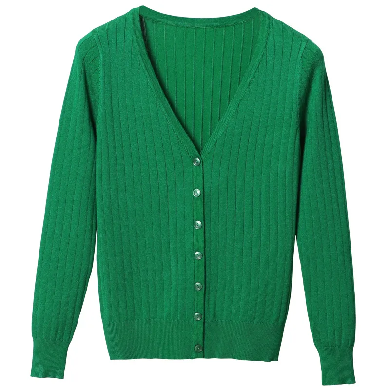 

Свободный Женский трикотажный кардиган, Осенний Повседневный свитер оверсайз с V-образным вырезом и длинным рукавом, вязаный крючком свите...