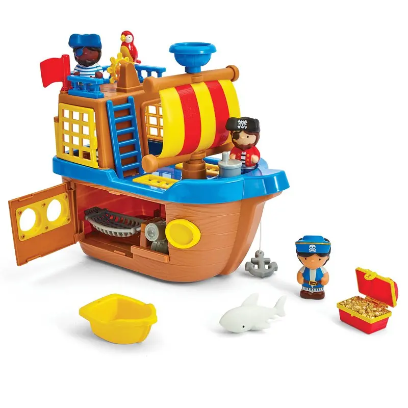 

Rockin' Pirate Ship Playset with Light & Sounds, Interactive Push-Along Pirate Ship Toy with 3 Figures for Children Ages 18M+