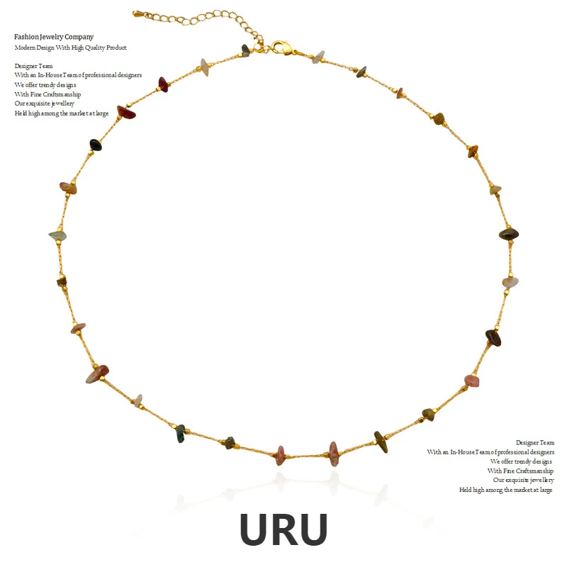 

Trendy Jewelry Irregular Color Stone Bead Necklace Popular Style 2023 New Design One Layer Chain Necklace For Women Female Gift