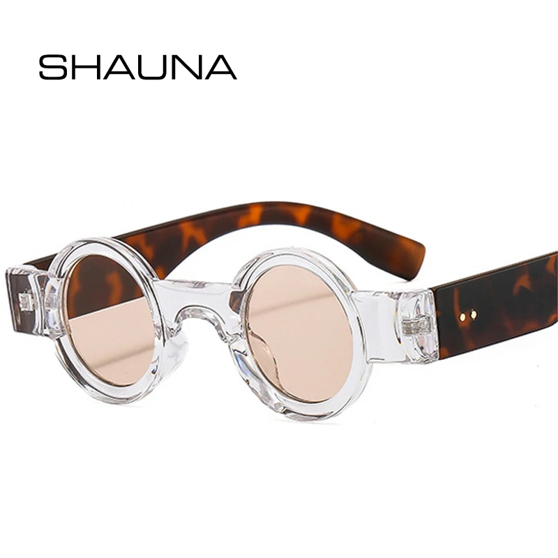 

Мужские и женские очки в стиле панк SHAUNA, маленькие круглые солнцезащитные очки в стиле ретро с прозрачными заклепками и линзами для моря, UV400
