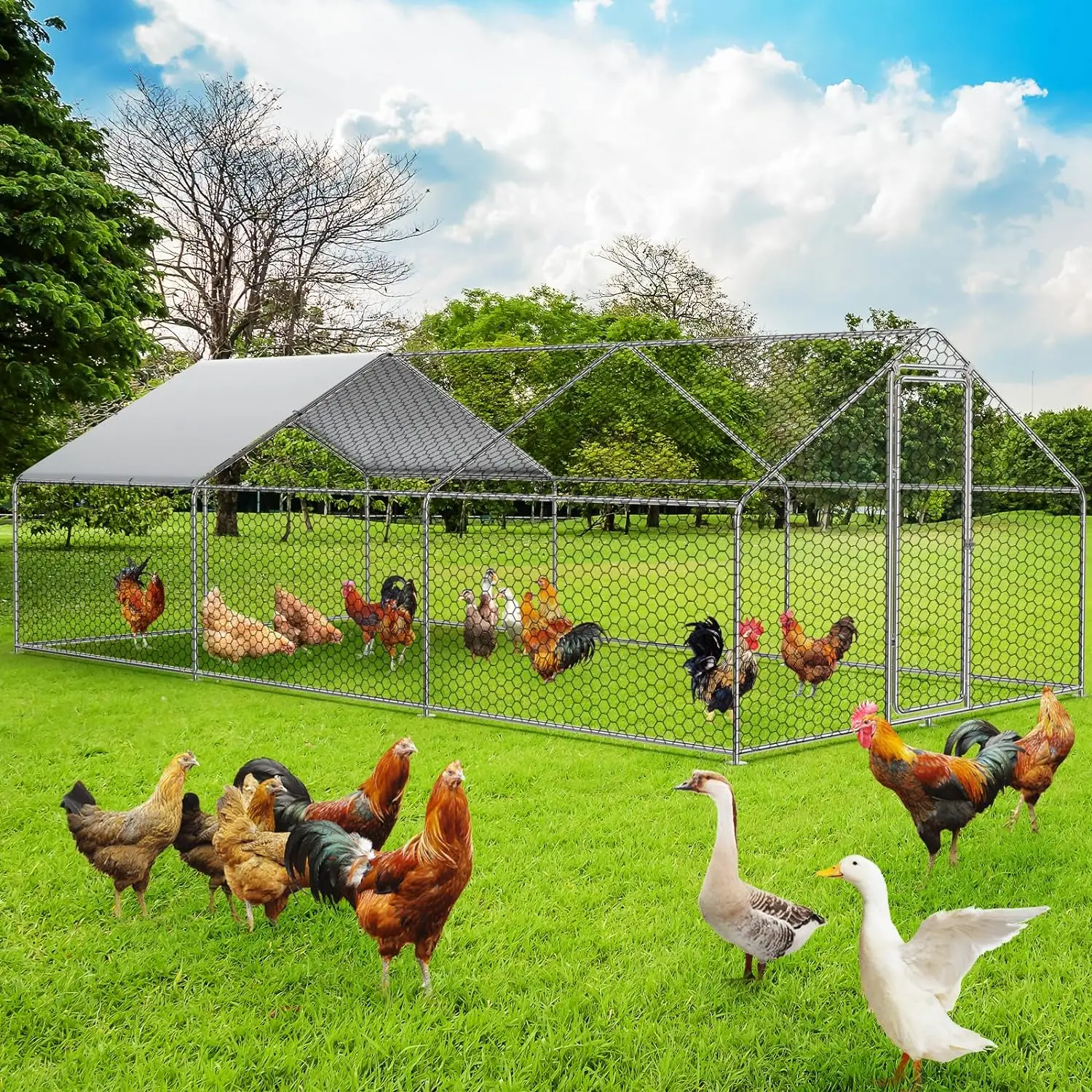 

RITSU большая металлическая курятница для 15/25 цыплят, утиная курятница/дом, походные куриные пробежки для двора, куриная клетка/ручка