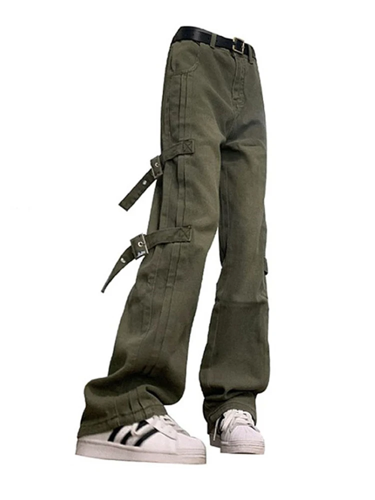 

Винтажные джинсовые брюки-карго для женщин, летние мешковатые брюки в Корейском стиле Y2K с высокой талией и широкими штанинами, армейские зеленые джинсы, винтажные повседневные брюки в стиле Харадзюку, 2023