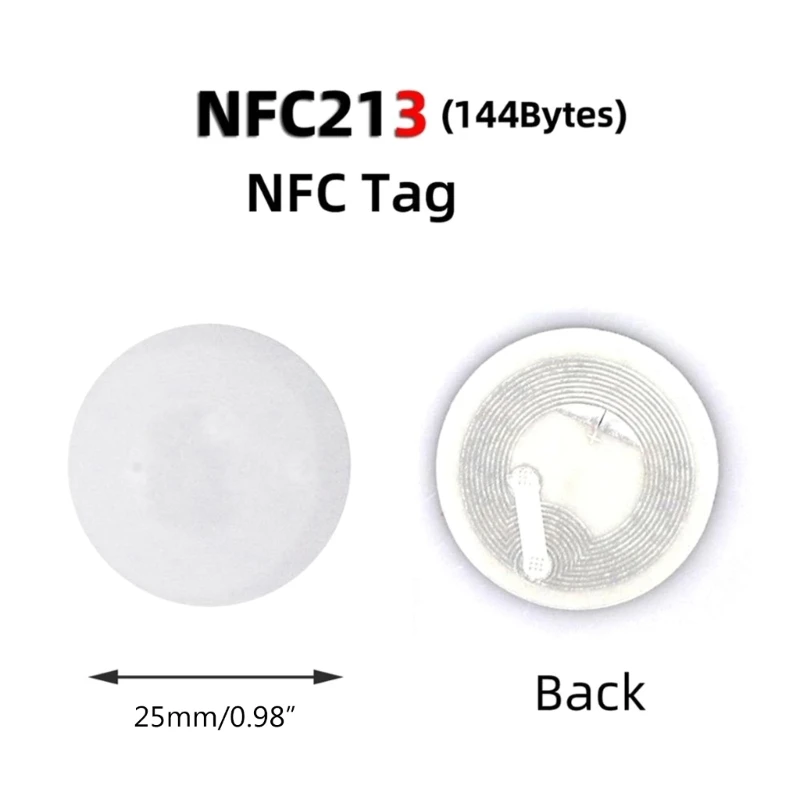 

5PCS 213 NTAG Tag 13.56MHz IC Card Reader Universal Label RFID Ultralight Tags Labels 25mm Diameter Round Sticker